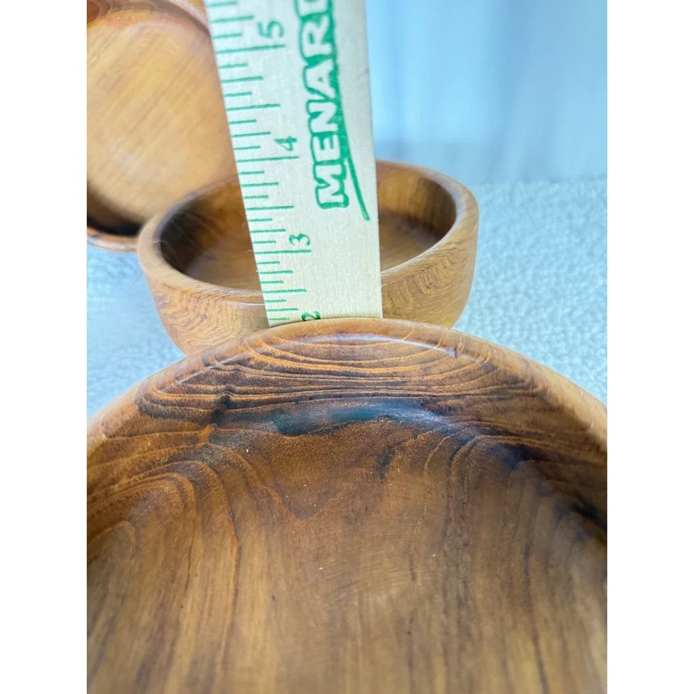Vintage‎ Wooden Mortar Pestle Set 3 Bowls Kitchen Spice Grinder Herbs